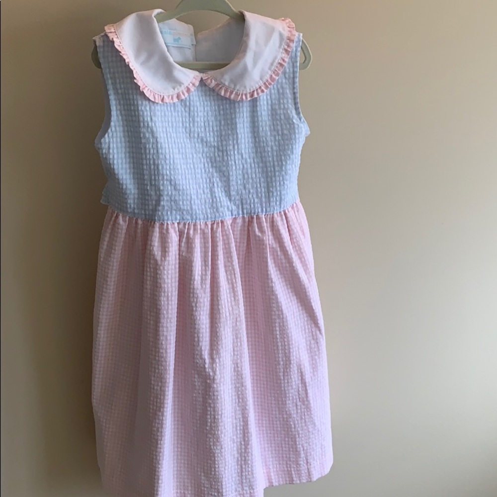 Girl gingham Peter Pan color dress size 6